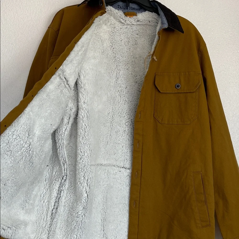 Tailor Vintage Tan canvas Barn Jacket with Black Details size M